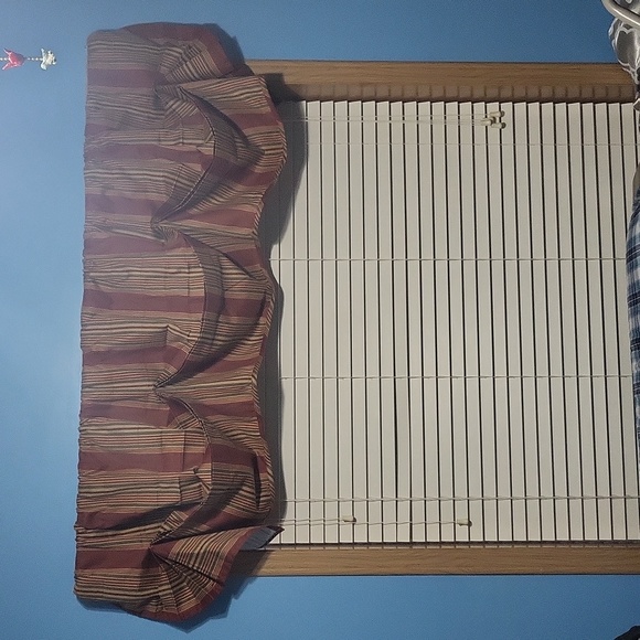 Waverly Sweetwater burgundy beige striped fan balloon Valance curtain panel - Picture 1 of 7